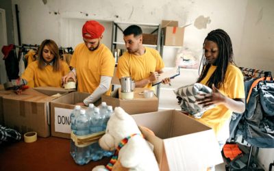 Group of mixed race people working in charitable foundation
